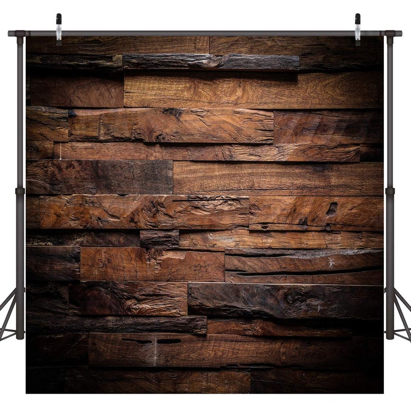 CYLYH 8x8ft Retro Brown Wood Backdrop - Baby Shower & Party Decorations - 3D Backdrops - Image 1